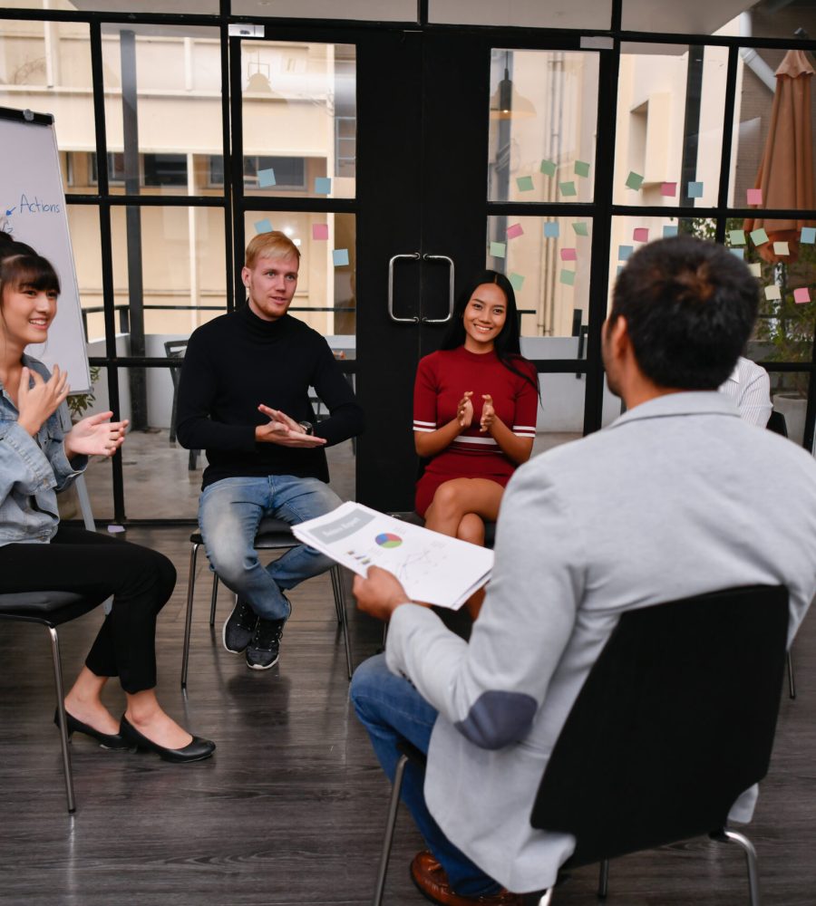 Business concept. Business people are meeting in the office. Businessmen presenting works at the meeting.